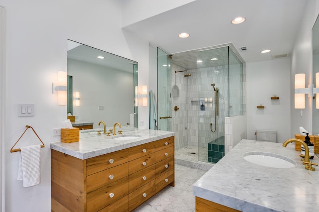 824 W Armitage Ave Unit 2Cd, Chicago, IL 60614 - full bathroom featuring vanity, a shower stall, and recessed lighting