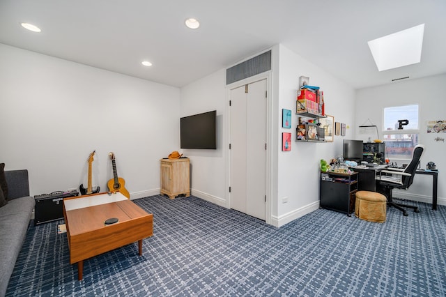 824 W Armitage Ave Unit 2Cd, Chicago, IL 60614 - carpeted living area with a skylight, an office area, and recessed lighting