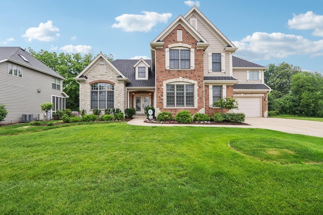 51 Mitchell Cir, Wheaton, IL 60189 - view of front of home with french doors, driveway, an attached garage, a shingled roof, and brick siding