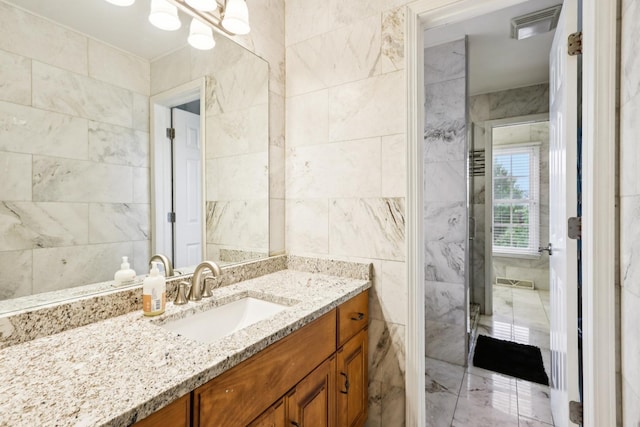 51 Mitchell Cir, Wheaton, IL 60189 - bathroom featuring tile walls and vanity