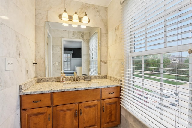 51 Mitchell Cir, Wheaton, IL 60189 - bathroom with tile walls and vanity