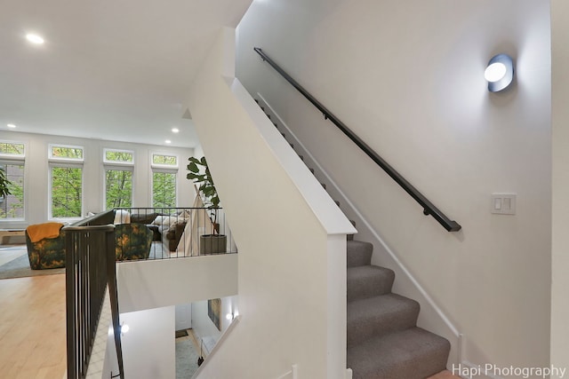 358 W Huron St Unit B, Chicago, IL 60654 - staircase with recessed lighting and wood finished floors
