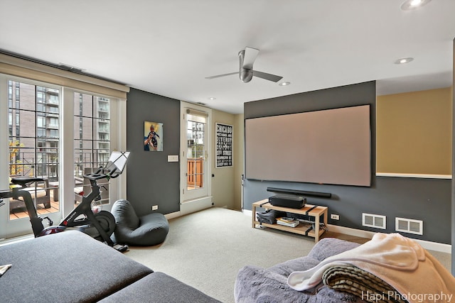 358 W Huron St Unit B, Chicago, IL 60654 - carpeted cinema room with ceiling fan and recessed lighting