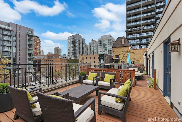 358 W Huron St Unit B, Chicago, IL 60654 - deck with an outdoor hangout area and a view of skyline