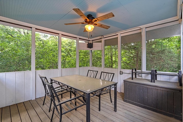 13302 Archer Ave, Lemont, IL 60439 - sunroom with ceiling fan and outdoor dining space