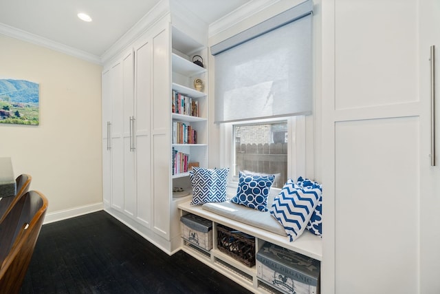 2012 W Charleston St, Chicago, IL 60647 - sitting room featuring crown molding, dark wood-type flooring, and recessed lighting