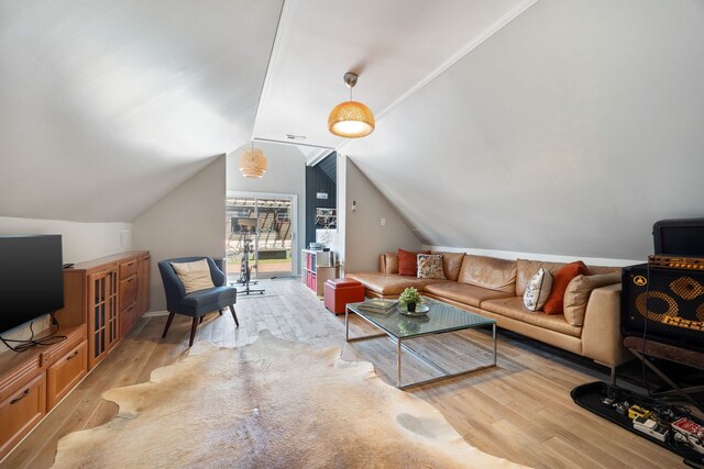 2012 W Charleston St, Chicago, IL 60647 - living room featuring light wood-type flooring and lofted ceiling