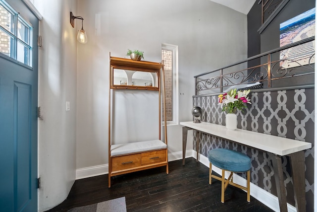 2012 W Charleston St, Chicago, IL 60647 - foyer entrance with dark wood-style flooring and baseboards