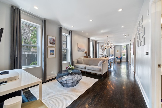 2012 W Charleston St, Chicago, IL 60647 - living room with hardwood / wood-style flooring, a chandelier, and recessed lighting