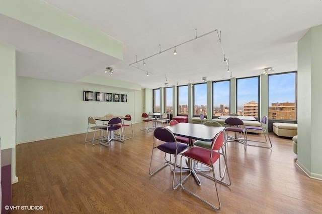 100 E Walton St Unit 40A, Chicago, IL 60611 - dining room with plenty of natural light, wood finished floors, and track lighting