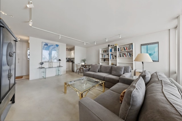 100 E Walton St Unit 40A, Chicago, IL 60611 - living area with rail lighting and finished concrete flooring
