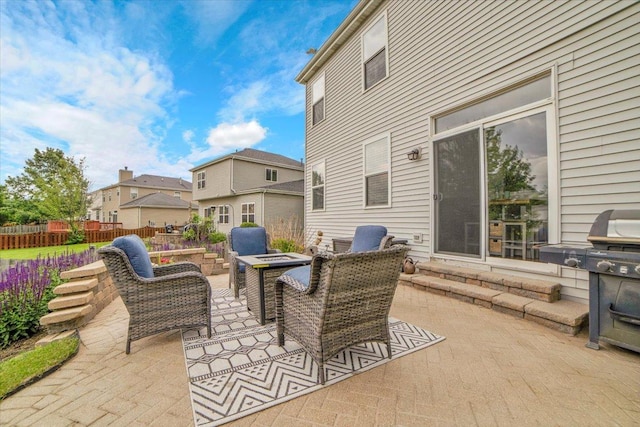 1854 Westridge Pl, Aurora, IL 60504 - view of patio with a fire pit, a residential view, and area for grilling
