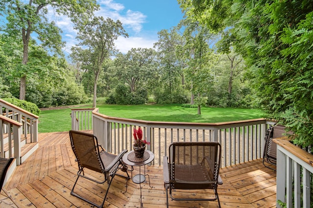 25115 W Cedarwood Ln, Ingleside, IL 60041 - wooden deck featuring a yard and view of scattered trees