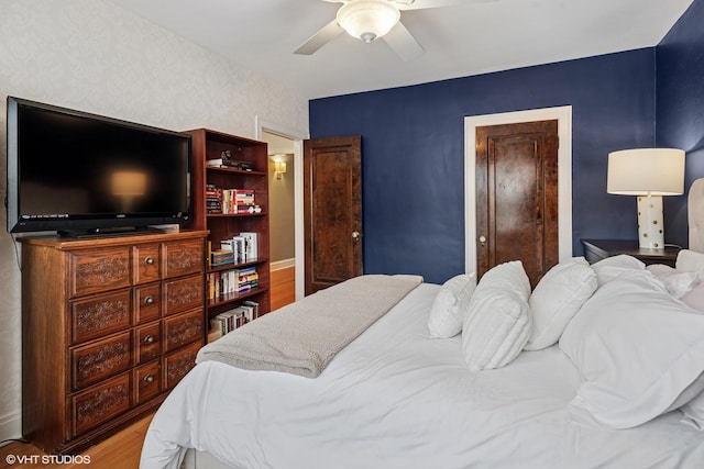 4850 N Oakley Ave Unit 1R, Chicago, IL 60625 - bedroom featuring wood finished floors and ceiling fan