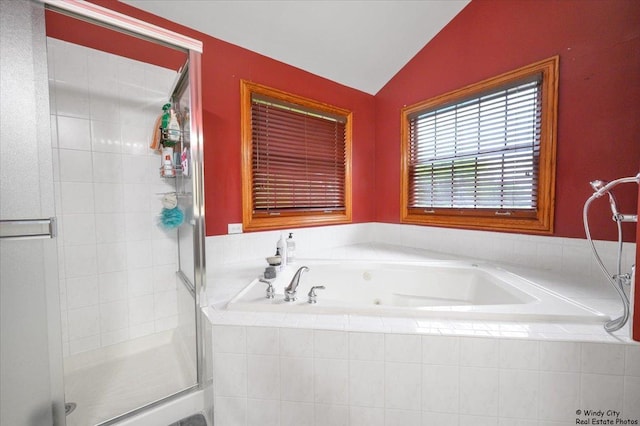 1880 Crofton Dr, Algonquin, IL 60102 - bathroom featuring a shower stall, vaulted ceiling, and a whirlpool tub