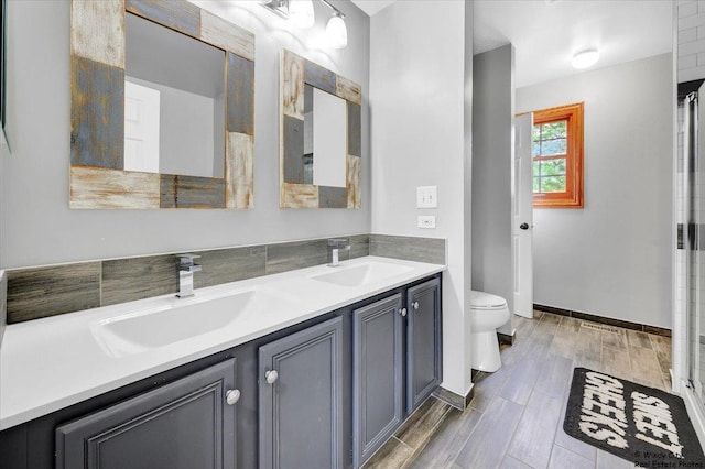 1880 Crofton Dr, Algonquin, IL 60102 - bathroom featuring double vanity, wood finished floors, and a shower