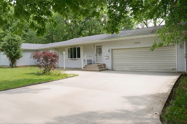 1400 Maple Ln, Marseilles, IL 61341 - single story home featuring an attached garage, driveway, a front lawn, and roof with shingles