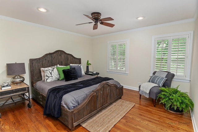 1819 Farm Rd, Lake Forest, IL 60045 - bedroom with wood finished floors, crown molding, recessed lighting, and a ceiling fan
