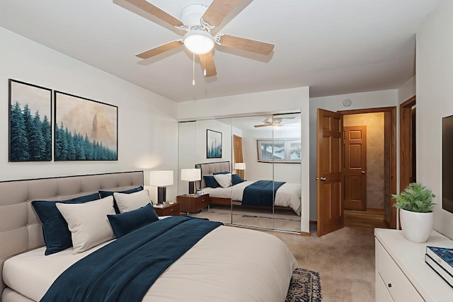 7914 164th Ct Unit 0, Tinley Park, IL 60477 - bedroom featuring light carpet, a closet, and a ceiling fan