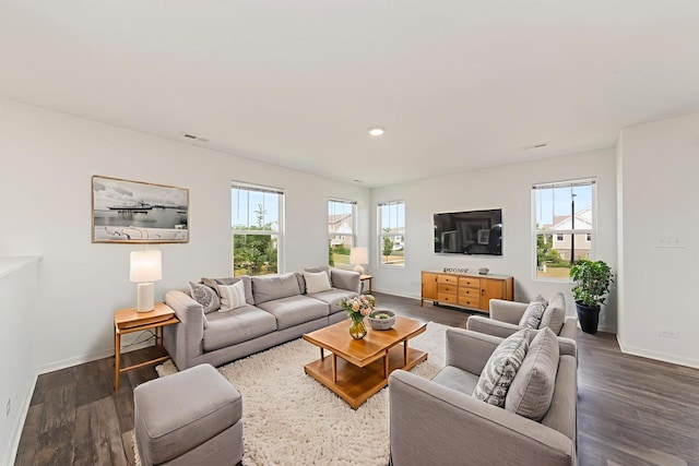 170 Goldenrod Dr, Elgin, IL 60124 - living area featuring plenty of natural light, dark wood-type flooring, and recessed lighting