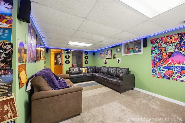 3100 Compton Rd, Aurora, IL 60504 - living area featuring a drop ceiling and carpet