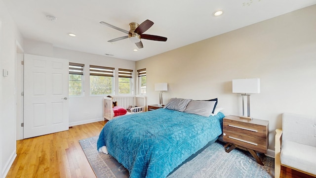 1712 Dobson St, Evanston, IL 60202 - bedroom with wood finished floors, recessed lighting, and ceiling fan