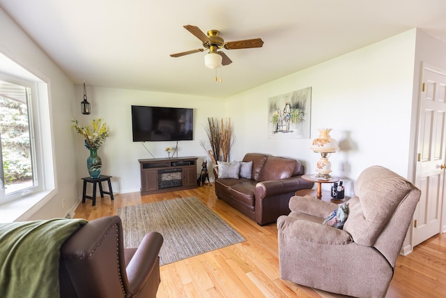 4265 Town Hall Rd, Belvidere, IL 61008 - living area with a ceiling fan and wood finished floors