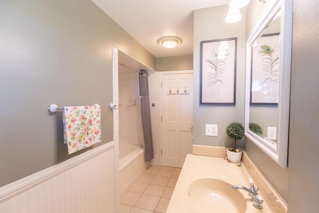 4265 Town Hall Rd, Belvidere, IL 61008 - full bathroom with tile patterned floors, vanity, and shower / tub combination