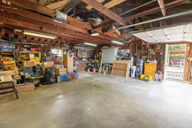 4265 Town Hall Rd, Belvidere, IL 61008 - garage with a workshop area and a garage door opener