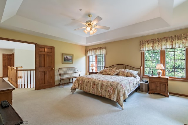 1771 Andrew Ct, Long Grove, IL 60047 - bedroom with a tray ceiling, light colored carpet, and ceiling fan