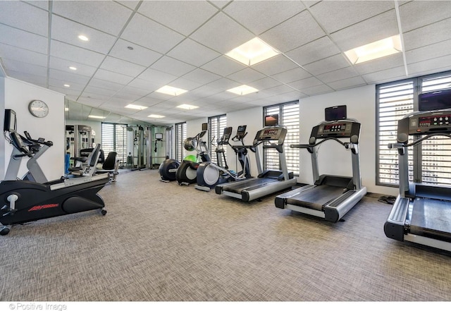 950 N Michigan Ave Unit 2901, Chicago, IL 60611 - gym featuring healthy amount of natural light, carpet floors, and a drop ceiling