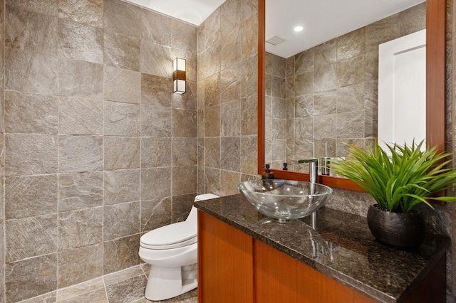 800 N Michigan Ave Unit 3103, Chicago, IL 60611 - half bath featuring tile walls, vanity, and recessed lighting