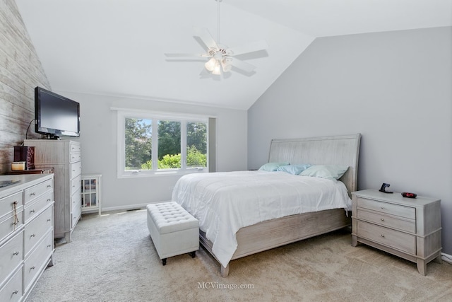 10935 Barbs Way, Orland Park, IL 60467 - bedroom featuring lofted ceiling, light colored carpet, and ceiling fan