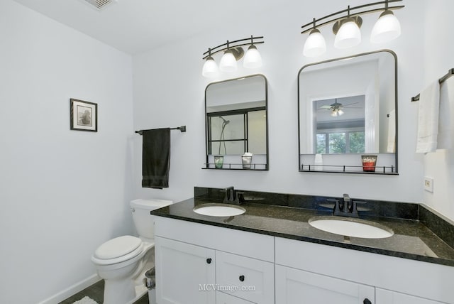 10935 Barbs Way, Orland Park, IL 60467 - bathroom with double vanity and a ceiling fan