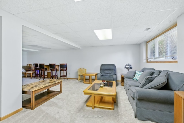 10935 Barbs Way, Orland Park, IL 60467 - carpeted living area featuring a drop ceiling and baseboards