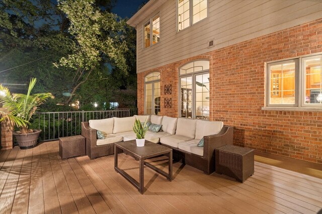 1396 Notre Dame Dr, Lemont, IL 60439 - deck at twilight featuring an outdoor living space