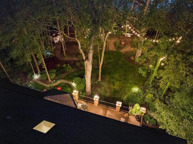 1396 Notre Dame Dr, Lemont, IL 60439 - yard at night featuring a wooden deck