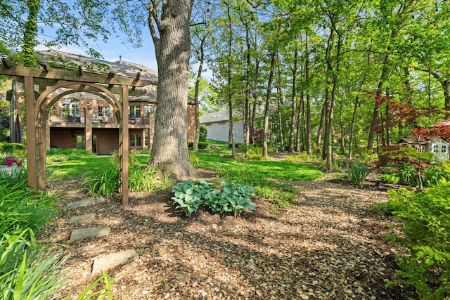1396 Notre Dame Dr, Lemont, IL 60439 - view of yard with a deck and a pergola