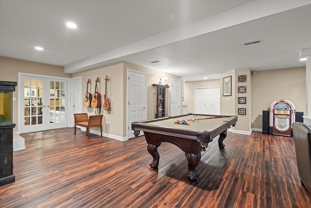 1396 Notre Dame Dr, Lemont, IL 60439 - playroom featuring wood finished floors, french doors, recessed lighting, and pool table