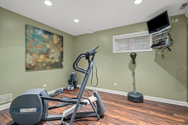 1396 Notre Dame Dr, Lemont, IL 60439 - exercise area featuring recessed lighting and wood finished floors