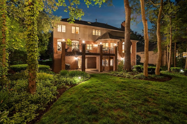 1396 Notre Dame Dr, Lemont, IL 60439 - rear view of property with a yard and a balcony