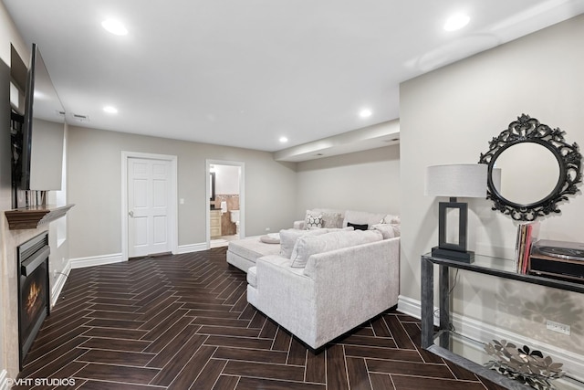 2236 Birchwood Ave, Wilmette, IL 60091 - living area featuring recessed lighting and a lit fireplace