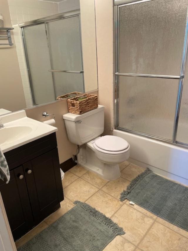 345 N Canal St Unit 1204, Chicago, IL 60606 - bathroom with vanity, enclosed tub / shower combo, and tile patterned floors