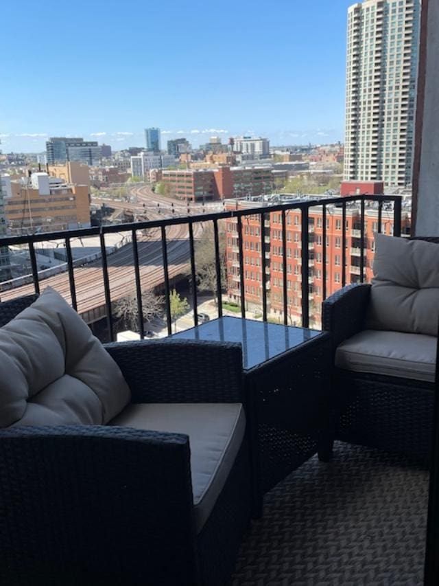 345 N Canal St Unit 1204, Chicago, IL 60606 - balcony with outdoor lounge area and a view of city