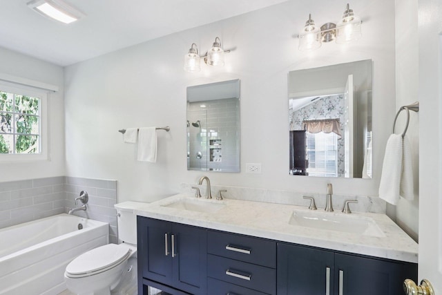 1128 Teasel Ln, Naperville, IL 60564 - bathroom with double vanity, a garden tub, and a tile shower