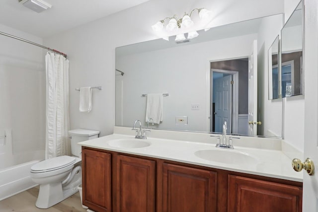 1128 Teasel Ln, Naperville, IL 60564 - bathroom featuring double vanity and shower / tub combo with curtain