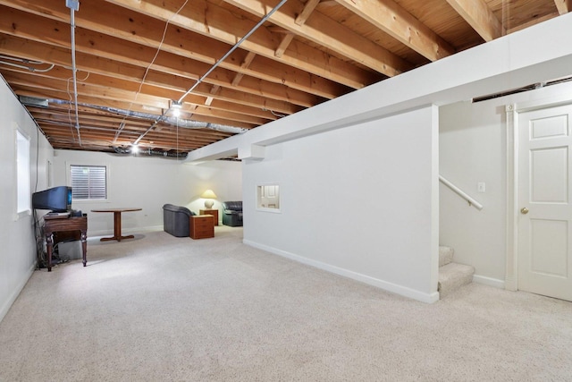 1128 Teasel Ln, Naperville, IL 60564 - basement with stairway and carpet floors