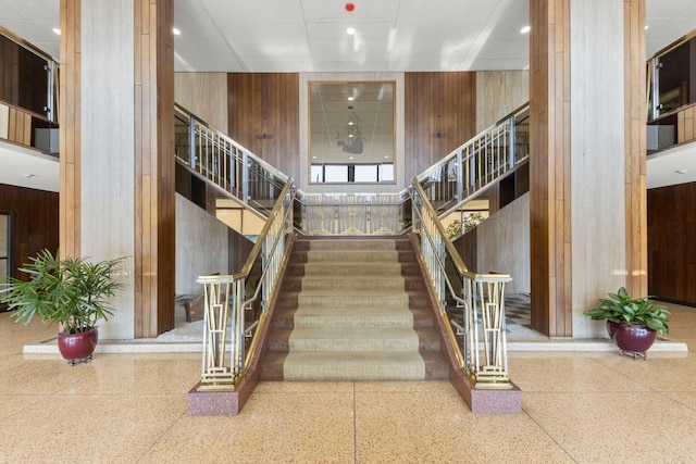 3200 N Lake Shore Dr N Unit 1910, Chicago, IL 60657 - staircase featuring wood walls