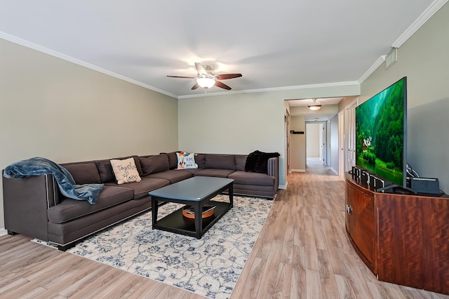 1640 Royal Oak Rd Unit 4, Darien, IL 60561 - living area featuring ceiling fan, crown molding, and light wood finished floors