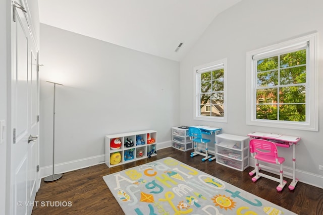3526 N Hamilton Ave, Chicago, IL 60618 - rec room featuring vaulted ceiling and wood finished floors